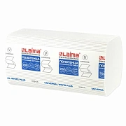 Полотенца бумажные 250 шт., LAIMA (H3) UNIVERSAL WHITE PLUS, 1-слойные, белые, КОМПЛЕКТ 20 пачек, 23