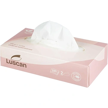 Салфетки косметические Luscan 2сл белые 100шт/уп_СПБ