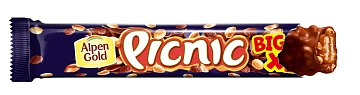 Батончик шоколадный Picnic с арахисом и карамелью, 76г