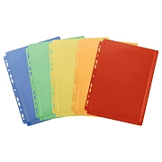 Папка-вкладыш с перфорацией OfficeSpace А4, ПВХ, 180мкм, расширяющаяся до 250л., цветная, ассорти, 5