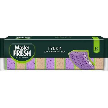 Губки для мытья посуды Master FRESH XL 100х70х33мм 10шт/уп