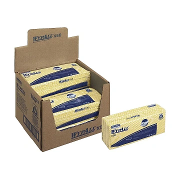 Протирочные салфетки Kimberly-Clark WypAll Х50 7443, листовые, 50шт, 1 слой, желтые