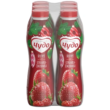 Йогурт питьевой Чудо Клубника-земляника 1.9%, 680г