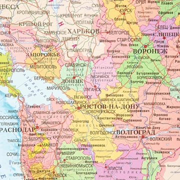 Карта настенная РФ политико-административная 1:6млн.,1,43х1,02м