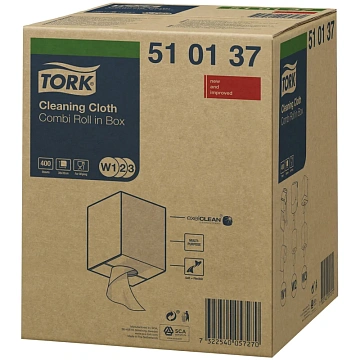 Протирочный нетканый материал TORK (Система W1, W2, W3) Premium, 400 листов в рулоне, 32х38 см, 5101