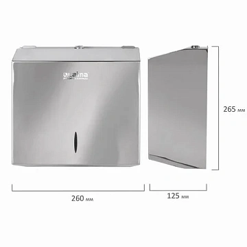 Диспенсер для полотенец LAIMA PROFESSIONAL INOX, (Система H3) V-сложения, нержавеющая сталь, зеркаль