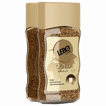 Кофе растворимый LEBO 'Gold' 100 г, стеклянная банка, сублимированный