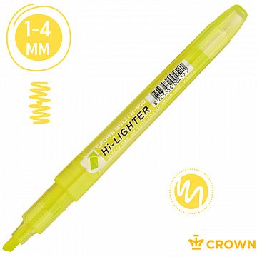 Текстовыделитель Crown 'Multi Hi-Lighter' желтый, 1-4мм