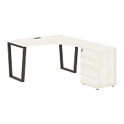 Стол эргономичный с тумбой EVCET 1318(R) Ясень Траун/Мокко 1360х1880х750 EDIS