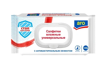 Влажные салфетки Aro Антибактериальные, 100шт/уп