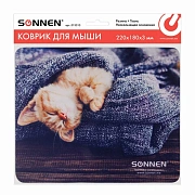 Коврик для мыши SONNEN 'KITTEN', резина + ткань, 220х180х3 мм, 513313