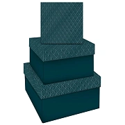 Набор квадратных коробок 3в1, MESHU 'Emerald style. Top', (19,5*19,5*11-15,5*15,5*9см)