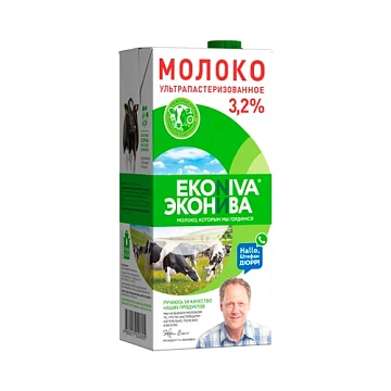 Молоко Эконива 3.2%, ультрапастеризованное, 1л