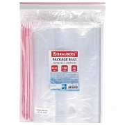 Пакеты с замком ZIP LOCK 'зиплок', комплект 100 шт., 300х400 мм, ПВД, толщина 40 микрон, BRAUBERG, 606218