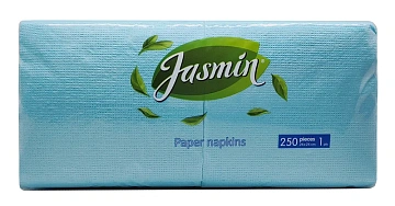 Салфетки бумажные Jasmin голубые однослойные, 250шт