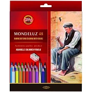 Карандаши акварельные Koh-I-Noor 'Mondeluz Old Man', 48цв., заточен., кисть+точилка, картон, европодвес