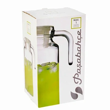 Кувшин прозрачный с крышкой, объем 1300 мл, стекло, PASABAHCE 'БЕЙЗИК', фирменная подарочная упаковк