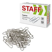 Скрепки STAFF 'EVERYDAY', 28 мм, никелированные, 100 шт., в картонной коробке, 226758