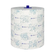 Бумажные полотенца Merida BP4406 в рулоне, Топ Принт Автоматик Макси, 2 слоя, белые с цветным рисунком, 200м, 6шт/уп