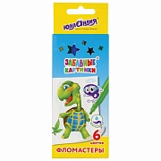 Фломастеры ЮНЛАНДИЯ 6 цветов, 'ЗАБАВНЫЕ КАРТИНКИ', вентилируемый колпачок, картон, 151677