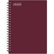 Бизнес-тетрадь А5 80л Attache гребень клетка пластик бордов с тиснением
