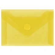 Папка-конверт на кнопке СТАММ А7 (74*105мм), 150мкм, пластик, прозрачная, желтая