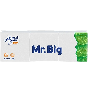 Салфетки бумажные Мягкий Знак Mr. Big 24х24см, 500шт, 1 слой, белые