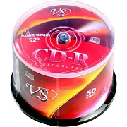 Диск CD-R VS 700 Mb 52x Cake Box (упаковка на шпиле), КОМПЛЕКТ 50 шт., VSCDRCB5001