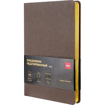 Ежедневник недатированный Deli Elegant, A5,136л,золотой обрез CN143-Brown