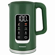 Чайник с терморегулятором и дисплеем, ДВОЙНЫЕ СТЕНКИ, SONNEN KT-8723EG, 1,7 л, 2200 Вт, изумрудный,