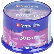 Носители информации DVD+R, 16x, Verbatim Azo Matt Silver, Cake/50, 43550