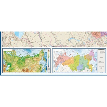 Карта настенная РФ политико-административная 1:3,7млн., 2,33х1,58м