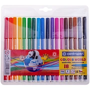 Фломастеры Centropen 'Colour World', 18цв., трехгранные, смываемые, блистер