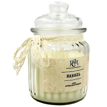 Свеча РСМ ваниль в банке с крышкой 45 часов