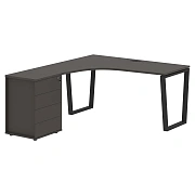 Стол эргономичный с тумбой EVCET 1518(L) Мокко/Черный 1560х1880х750 EDIS