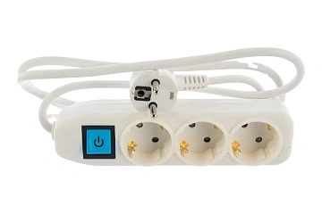 Удлинитель электрический Electraline 3 розетки, 1.5м, белый, 62010