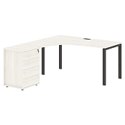 Стол эргономичный с тумбой EUCET 1518(L) Ясень Траун/Мокко 1560х1880х750 EDIS