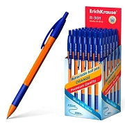 Ручка шариковая автоматическая с грипом ERICH KRAUSE 'R-301 Orange', СИНЯЯ, узел 1,0 мм, линия письма 0,35 мм, 46762