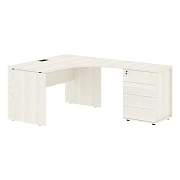Стол эргономичный с тумбой EDCET 1318(R) Ясень Траун/Черный 1360х1880х750 EDIS