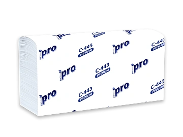 Бумажные полотенца Protissue С443 листовые, белые, 190шт, 2 слоя, Z-сложения