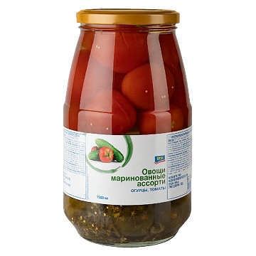 aro Овощи маринованные огурцы с томатами, 1.5л