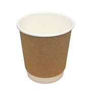 Стакан одноразовый 260мл, бумажный, крафт гладкий, для горячих напитков, 25шт/уп