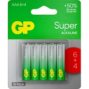 Батарейка GP Super AAA/LR03 24A6/4-2CR10/GP24AA216/4-2CRSBC10 10шт/уп(6+4)