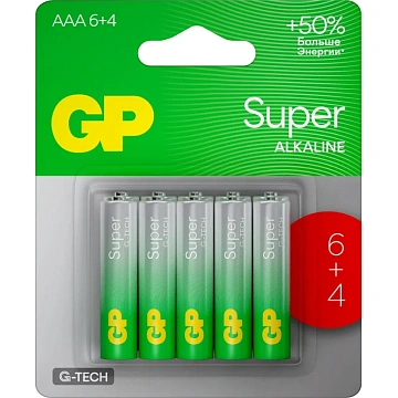 Батарейка GP Super AAA/LR03 24A6/4-2CR10/GP24AA216/4-2CRSBC10 10шт/уп(6+4)