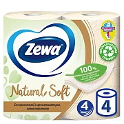 Туалетная бумага Zewa Natural Soft, 4 слоя, 4 рулона