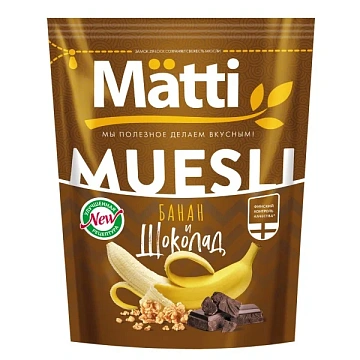 Мюсли   Matti запеченные с бананом и шоколадом, 250г