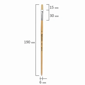 Кисть BRAUBERG, щетина, плоская, № 6, 200201