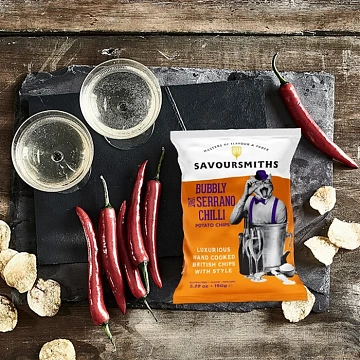 Чипсы Savoursmiths Просекко и перец чили серрано, 150г