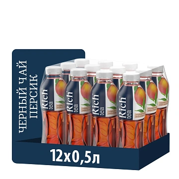 Холодный чай Rich Персик, черный, 0.5л