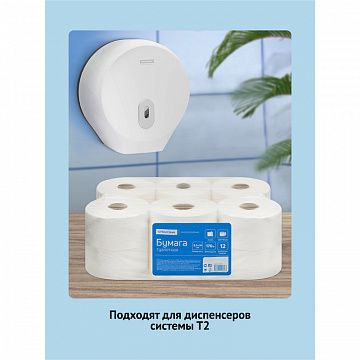 Бумага туалетная OfficeClean Professional(T2), 2-слойная, 170м/рул., белая